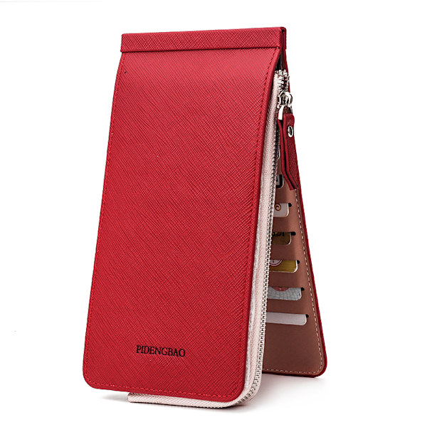 Multifunktionell lång plånbok Multi-fack korthållare plånbok med 26 fack Bifold PU blockerande plånbok för mobiltelefon kvinnor män Light Coffee