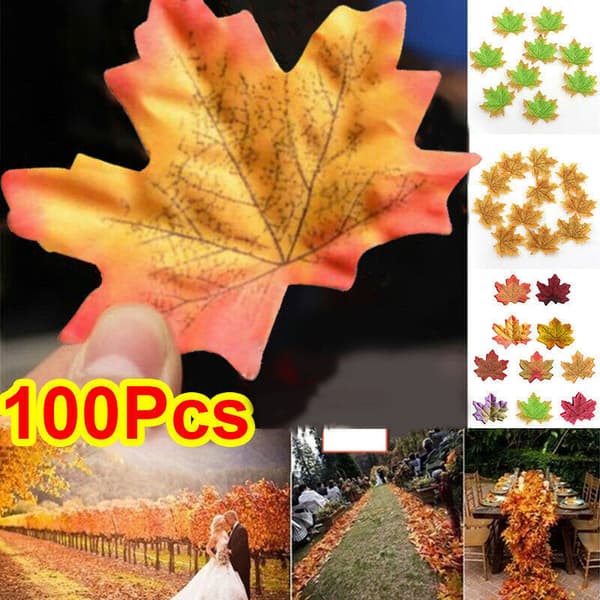 100 st konstgjorda lönnlöv Multipurpose DIY höstlöv hantverk för bröllop jul Halloween dekoration A