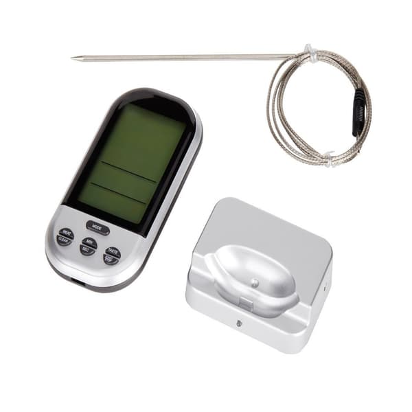 Bärbar trådlös grilltermometer Multifunktionell digital matlagningstermometer för köksugn Picknickgrill Black