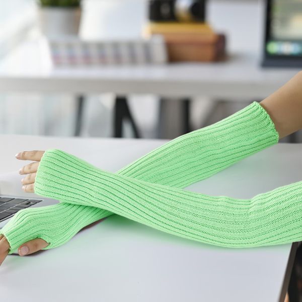 Winter Keep Warm Långa Fingerless Handskar Bekväma Elastiska Armärmar För Kvinnor Män Cafe