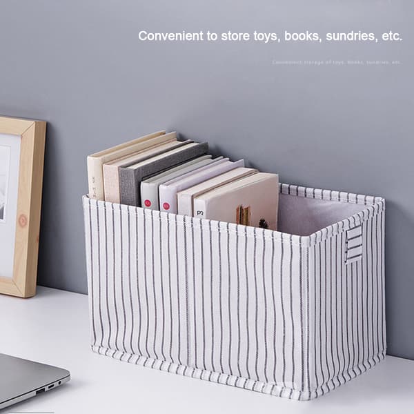 Organizer Vikbar förvaringslåda utan överdrag för barn Leksaker Underkläder Scarf 2 storlekar White Vertical Stripes Small