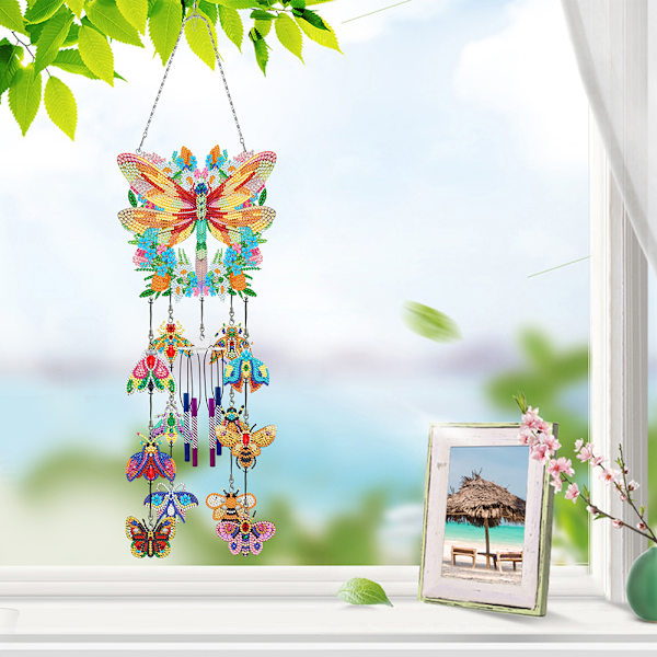 Gör-det-själv-prickade diamant-målning Wind Chimes Kit Robust charmig dekorativ rekvisita för balkong uteplatser Pfl502