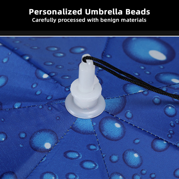 2-lagers paraplyhatt Bärbar andningsbar paraplyhatt Fällbar regnskydd 77cm Raindrop Blue