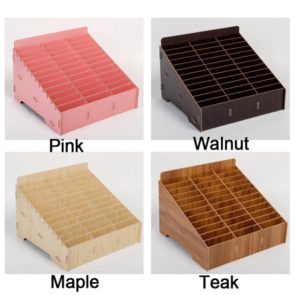 Trä Pennhållare Enkel pennask Multi Pen Organizer Förvaring För Skrivbord Skola Kontor Klassrum Maple 24 cells