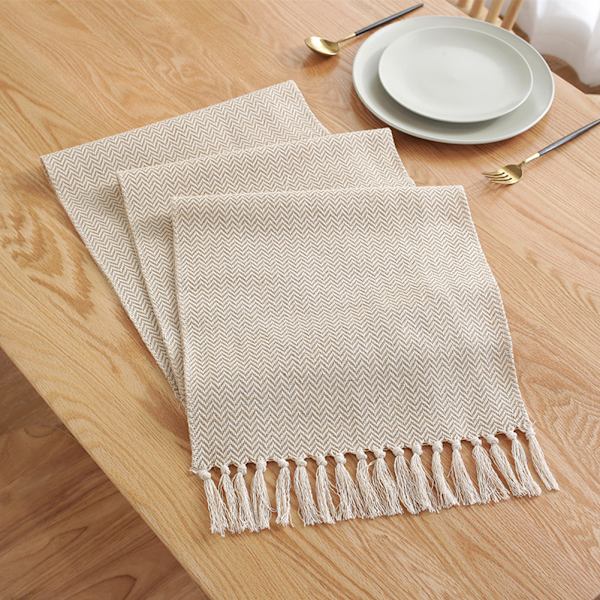Enkel solid färg bordslöpare hushålls tematta soffbordsflagga för festivalfest Waffle 33 X183cm 220G