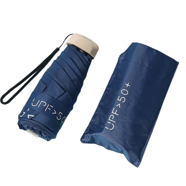 Five Fold Pocket Paraplyer Bärbara solskyddsparaplyer för utomhusbruk Navy Blue