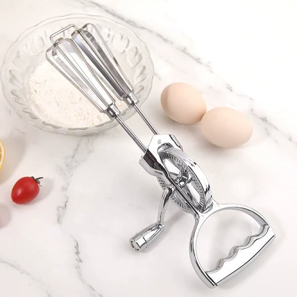 Eggvisper i rustfritt stål, hånddrevet roterende eggvisper, håndmikser, kjøkkenredskap 2pcs