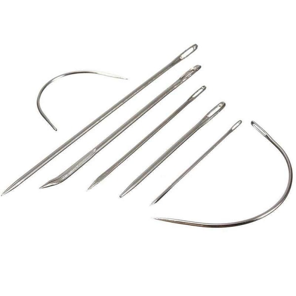 7 st Klädsel Matta Läder Canvas Reparation Böjda Hand nålar Kit