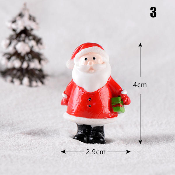 Jultema DIY Mini miniatyrfigur Trädgårdsdeko Jultomten Snögubbe Mikrolandskap för juldekoration 3