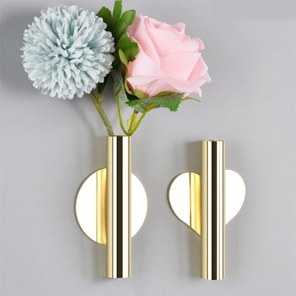 Blomsterarrangemang Tube Innovativ Vägg Blomma Guld Perforatin Gratis Vardagsrum Väggdekorationshänge Golden Round Bottom