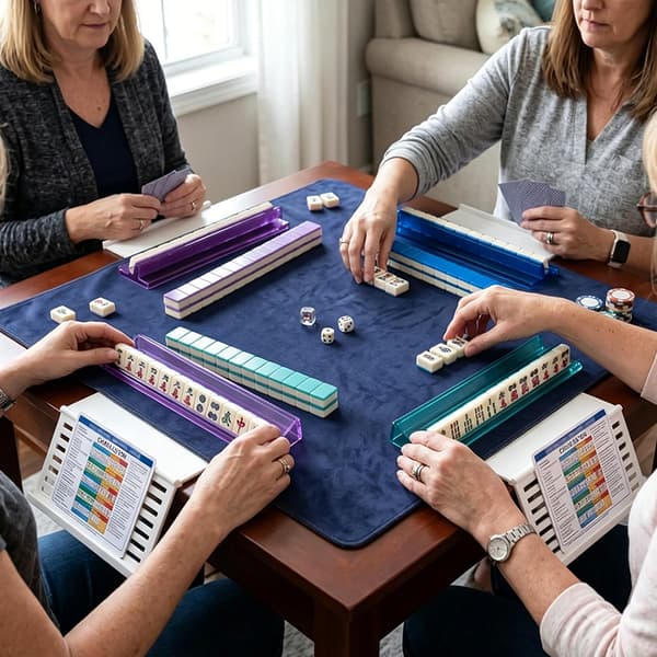 Mahjong kortholder til bord under måtte, skydestativ, vinklet visning, foldbart design A Black