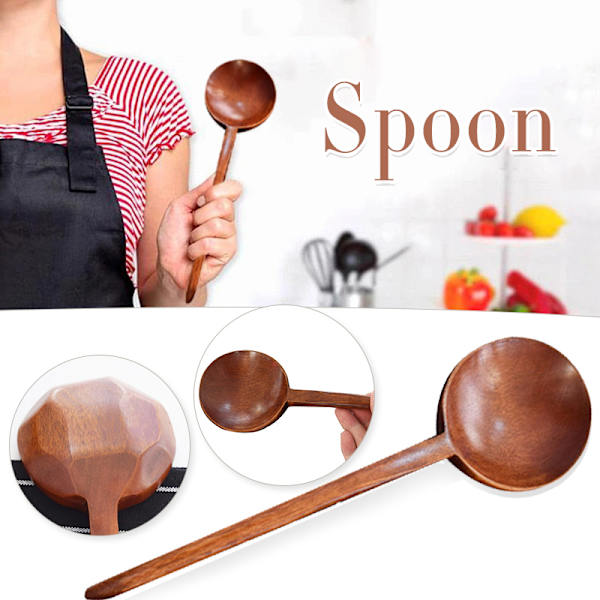 Dutable matlagningsskedar i trä Kreativ blandningssked Non-stick Pan Köksredskap