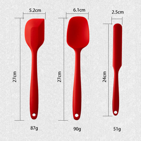 6st silikonspadar Set Värmebeständig non-stick bakredskap Set för matlagning Bakning Mixa Köksmaterial Red