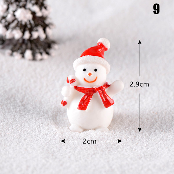 Jultema DIY Mini miniatyrfigur Trädgårdsdeko Jultomten Snögubbe Mikrolandskap för juldekoration 9