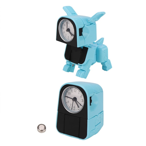 Deformation Hund Väckarklocka Söt Robot Valp Wake Up Timer för barn Blue