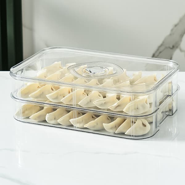 2/4 Layer Dumplings Förvaringsbehållare Flerlagers kylskåp Matbehållare för kök Clear Two Layers