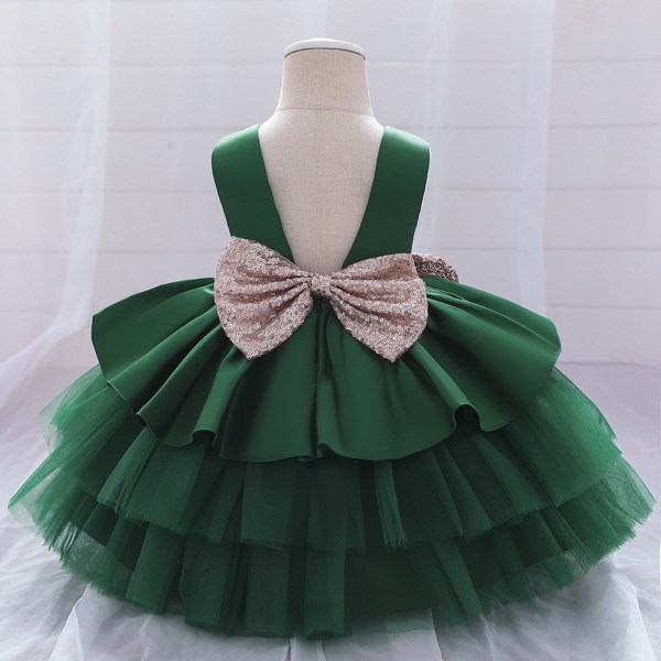 Söta ärmlösa prinsessklänningar för tjejer Mjuka matchande bekväma kläder Födelsedagspresent till döttrar Blackish Green 120cm