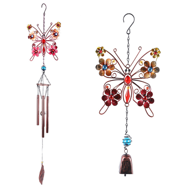 Konst Wind Chimes Metalltråd Buttlefly hängande prydnad Hem Vind Bell Chime Välsignelse hänge för utomhusbruk 9014 Wind Chime Tube