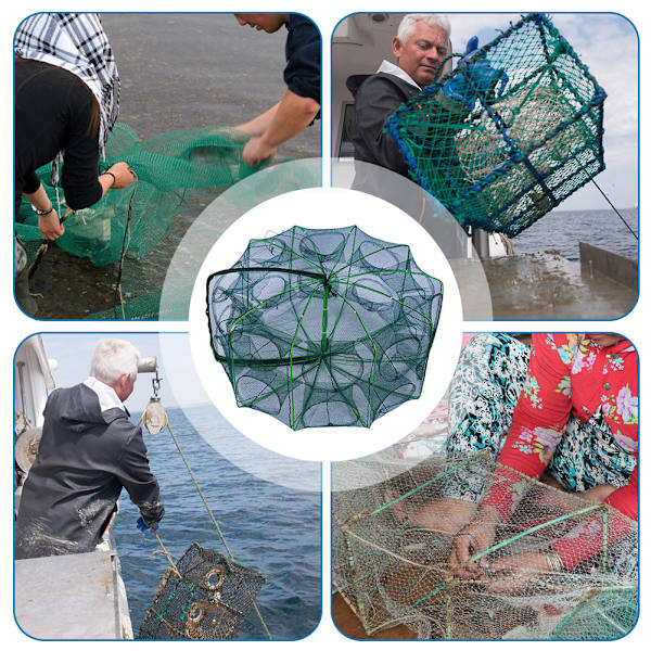 Hopfällbar Fiskefälla Automatisk Nylon Fiske Nät Räka Bur Bärbar Krabba Fiskfälla Double 10