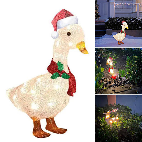 Lights-Up Anka/hjort juldekor Glödande djur med halsduk Statyer med halsduk Duck