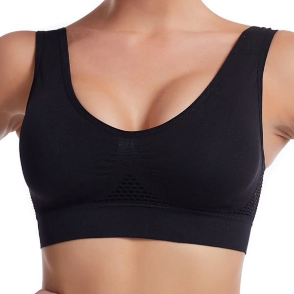 Hollow Sports BH For Women Hudvänliga Bekväma underkläder för inomhusträning Black 3XL