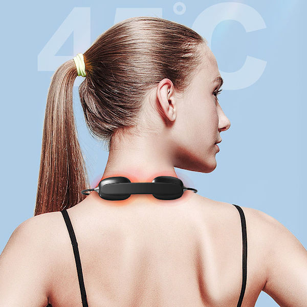 Dubbelfrekvens Pulser Nack Massager 45° Persistent Uppvärmning Vikbar Nack Device För Shopping Black Basic Model