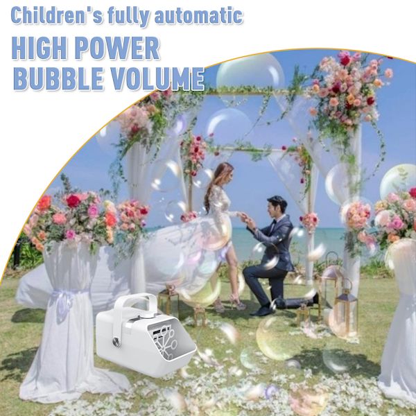 Helautomatisk bubbelmaskin Fläkt-typ enorm mängd bubbelblåsare för barn White