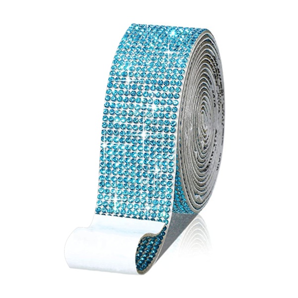 DIY Rhinestone självhäftande band Lätt att använda Kristaller Dekorationsremsor för hantverk Lake Blue 12 Rows