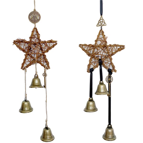 Väggmonterade Häxa Wind Chimes Handgjorda Star Rotting Ring Bells Dekoration För Hem Vardagsrum Sovrum B