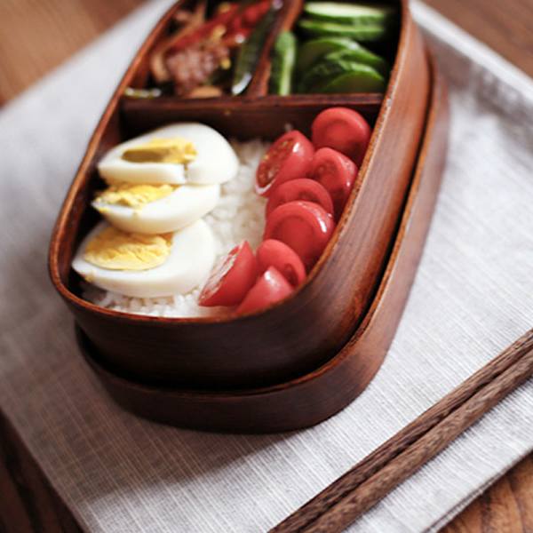 Japanska Bento-lådor Trä Lunchlåda Handgjord Sushilåda i naturligt trä Bordsskål Matbehållare