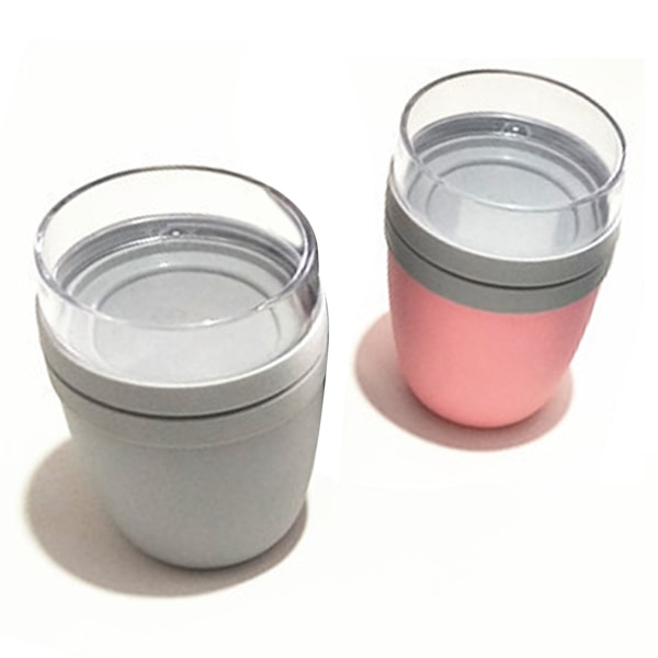 2-delad Fresh-Keeping Cup Set Lätt förseglande förvaringsflaska för hemköket Pink Gray