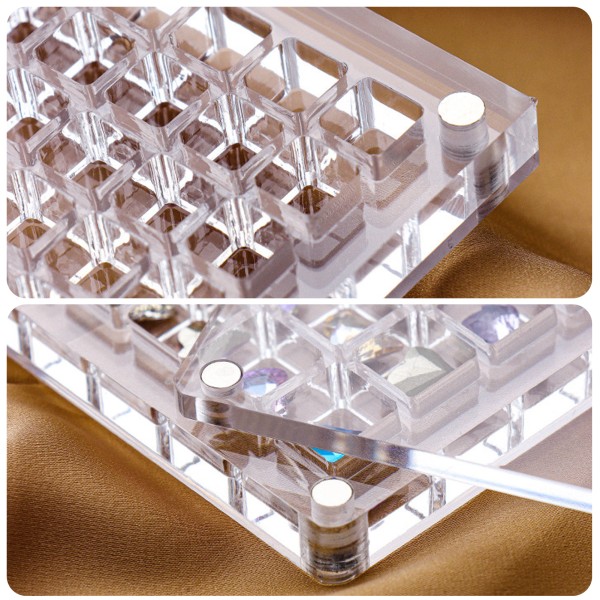 Akryl Seashell Display Box med magneter Slitstark sjöstjärnor Trinket case för pärlspik 36 Grid