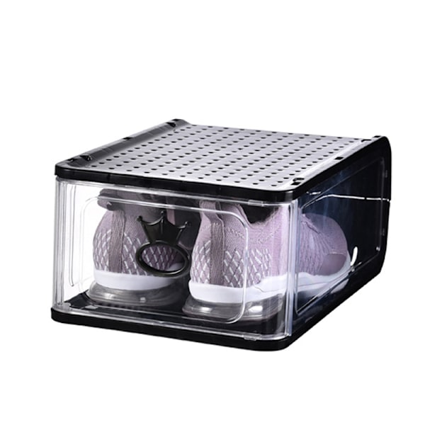 5 st transparenta stapelbara skoskåp förtjockade dammsäkra plast clamshell lådtyp skoförvaringslåda arrangör Black 5PCS