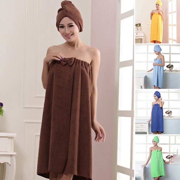 Kvinnor Bath Wrap Handduk Lätt söt Bärbar Loungewear Badrock Badkjol För Dusch White