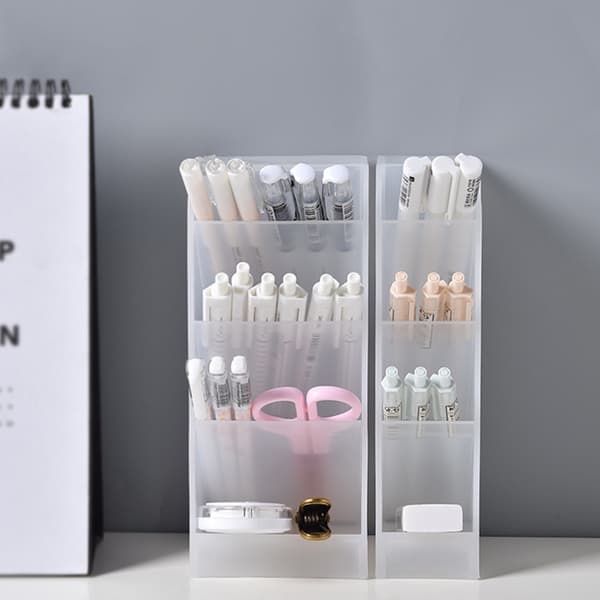 Creative Multifunktionell 4 Grid Desktop Organizer Pennhållare Smink Förvaring Låda Skola Kontorstillbehör Papper Organizer Chocolate