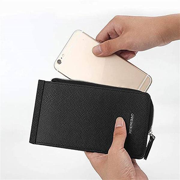 Multifunktionell lång plånbok Multi-fack korthållare plånbok med 26 fack Bifold PU blockerande plånbok för mobiltelefon kvinnor män Dark Coffee