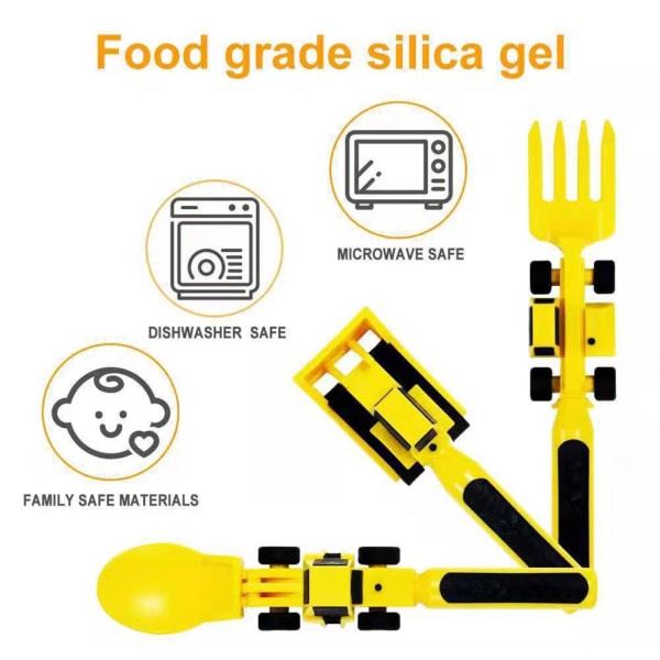 Kid Bulldozers Utseende Servis Multifunktionell Snygga Desserter Gafflar För Kök Engineering Vehicle Bundle