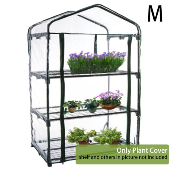 Trädgårdsblomsterväxter cover 3 nivåer Anti-UV vattentät bärbar PVC-växthus M