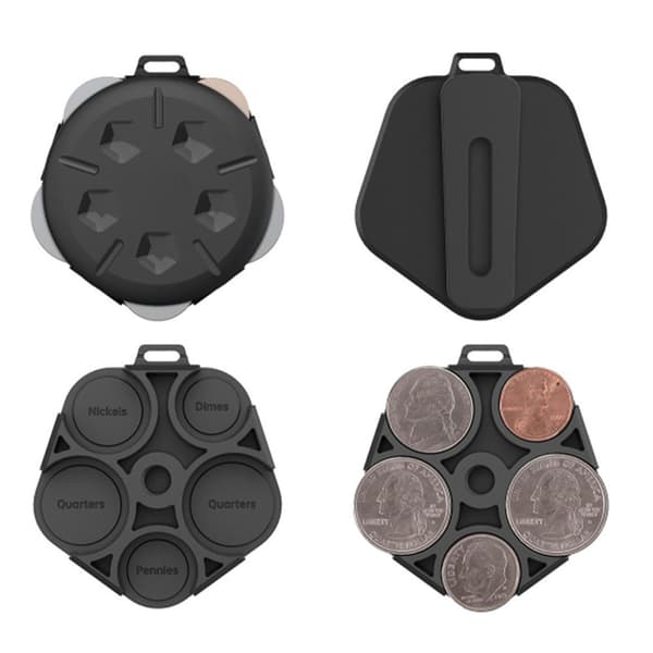Bärbar Coin Organizer Case Lätt för samlare Black