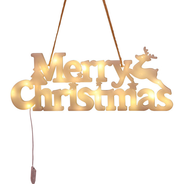 Merry Christmas Letters LED-lampor 45cm Hängrep Drivs av Knapp Batteri För Julfest Födelsedag Heminredning Warm White Built-in Button Battery