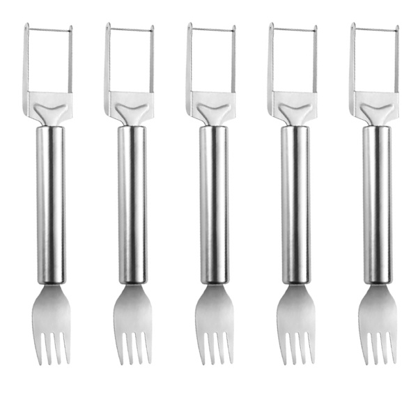 2 i 1 vattenmelon skärgaffel med ergonomiskt grepp Enkel rengöring Återanvändbara fruktskärare för sommarfest round 5pcs