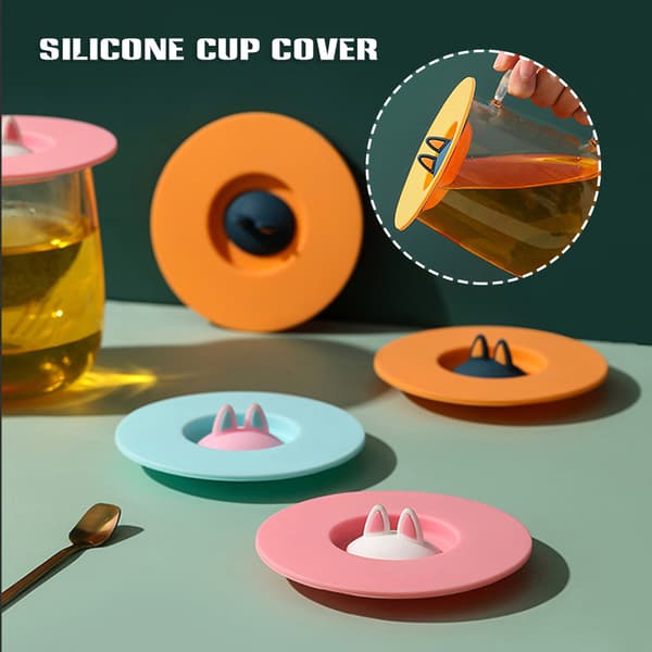 Söt Cartoon Cat Ear Silikonkopp Lock förseglad läckagesäker dammsäker cover Vibrant Orange