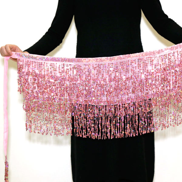Dam Magdans Paljett Hip Scarf Boho Style Party Kostym För Dansfester Pink