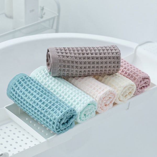 Våfflor Ansiktstvättlapp för vuxna Snabbtorkande luddfri badhandduk i bomull för badrum White