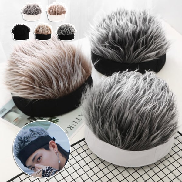 Rolig stickad peruk cap för män Mode andas mjuka hattar för män Manliga tonåringar Black Gray