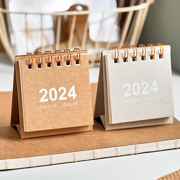 2024 Mini Skrivbordskalender 180 graders vändbar bärbar kalender för vardagsrummet White