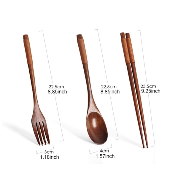 3st/ set Träbestick Gaffel Sked Ätpinnar Bestick Set Black