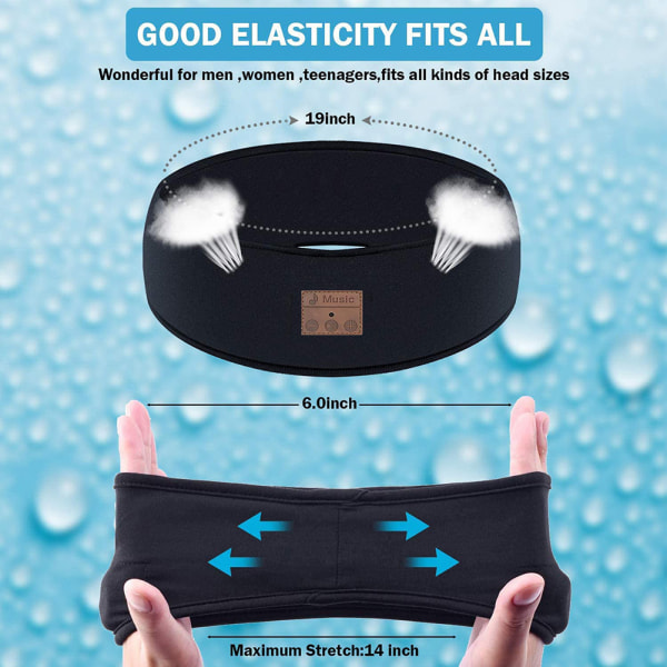 Trådlösa sovhörlurar, Bluetooth Sportpannband, presenter för män kvinnor grå