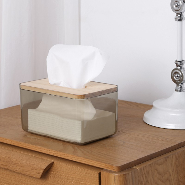 Desktop Tissue Box-hållare Dammtät Enkel att använda våtservetter Masque Dispenser-hållare för hemmakontor Gray