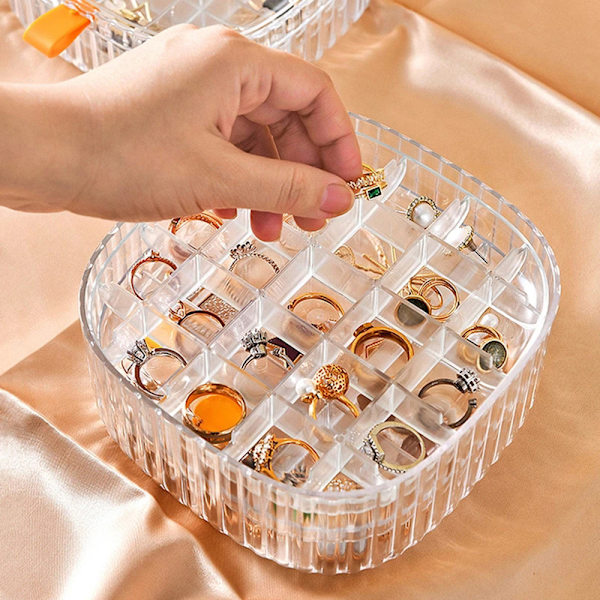 Multi Grids Smycken Organizer Box Klar akryl kosmetiska förvaringsbehållare Transparent